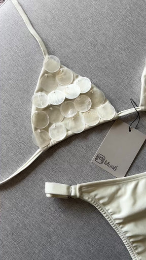 Biquíni Cortininha Escamas Ariel - Off White